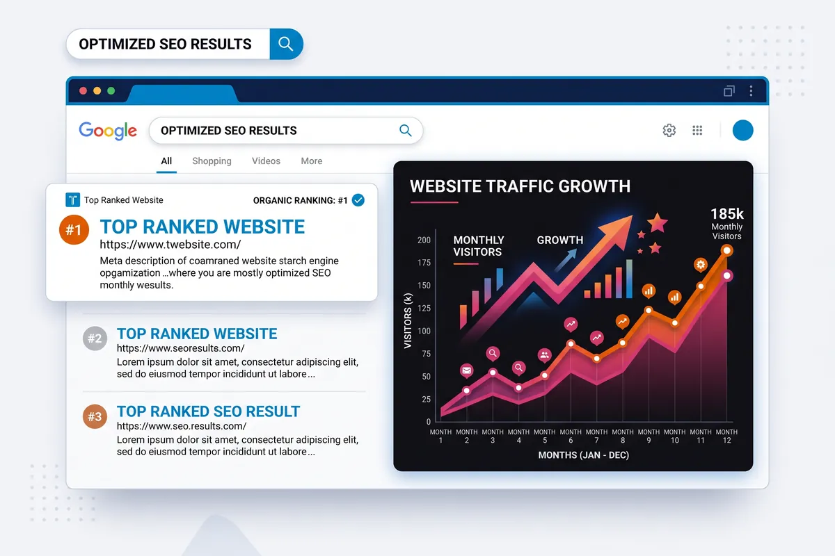 Digital marketing: growth analytics and search rankings dashboard