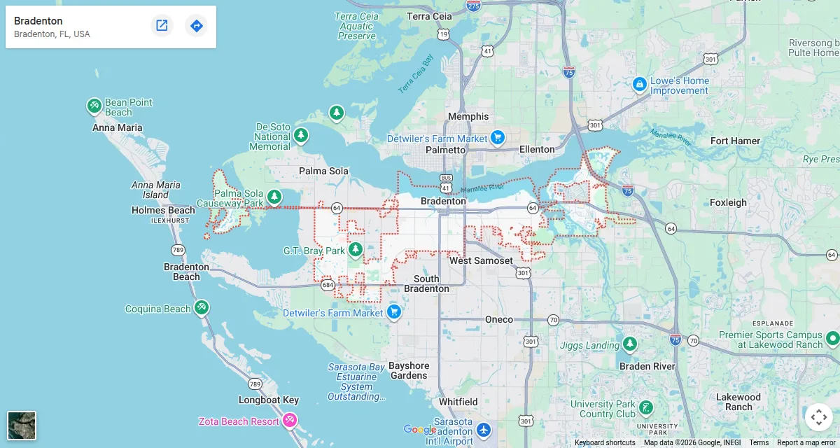 Map of Bradenton, Florida