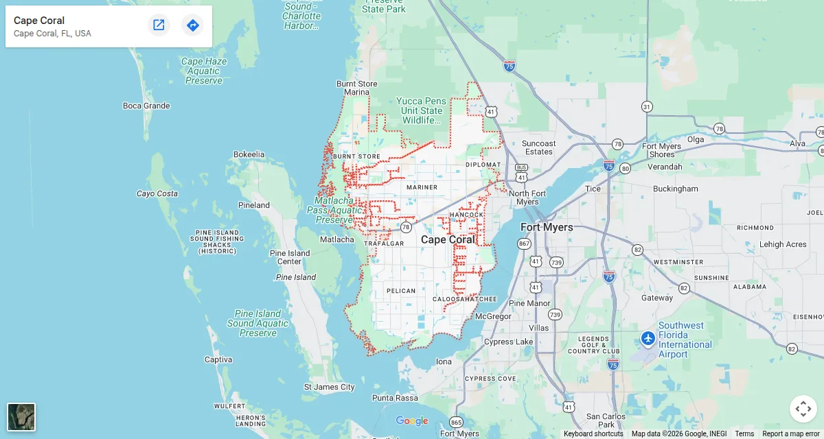 Map of Cape Coral, Florida