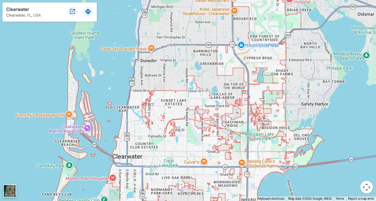 Map of Clearwater, Florida