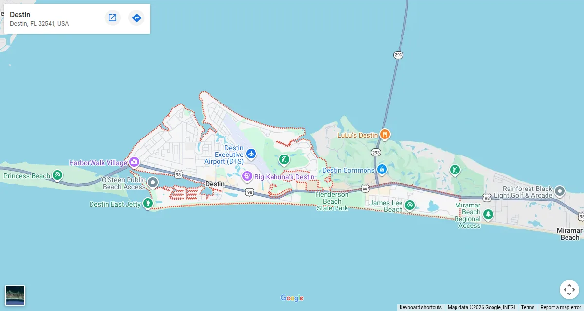 Map of Destin, Florida