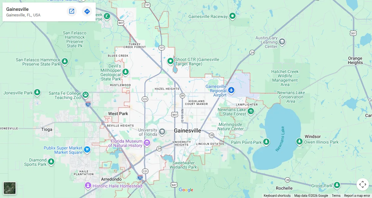 Map of Gainesville, Florida