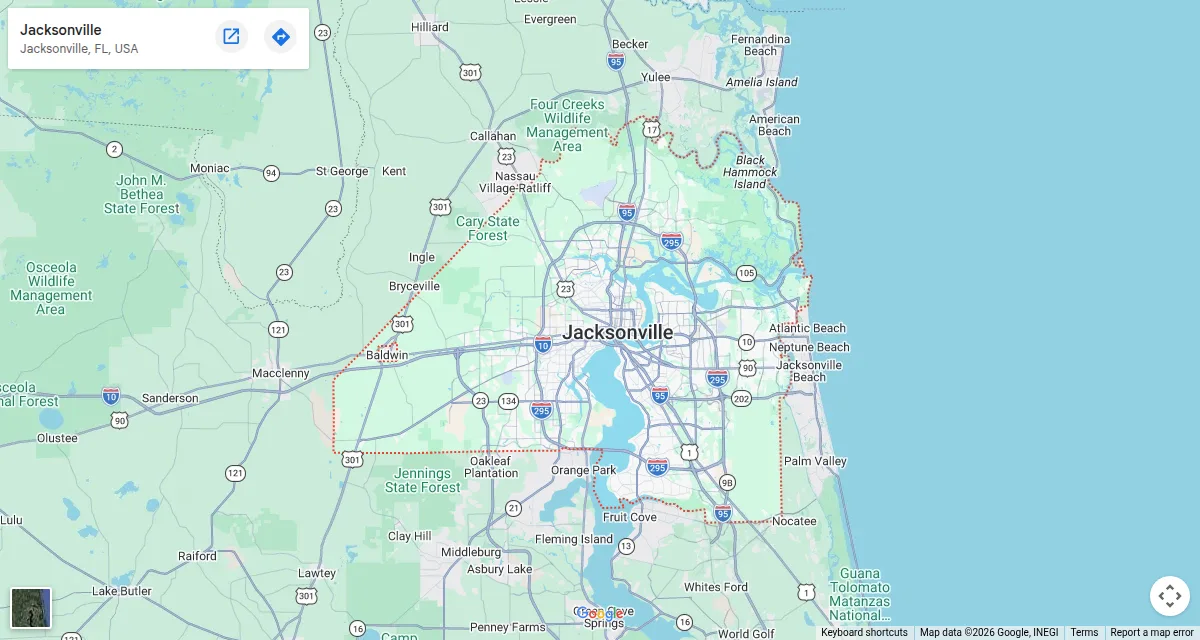 Map of Jacksonville, Florida