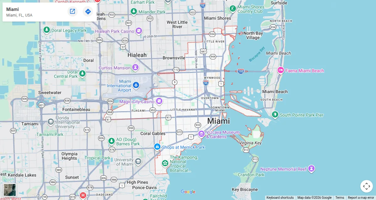 Map of Miami, Florida