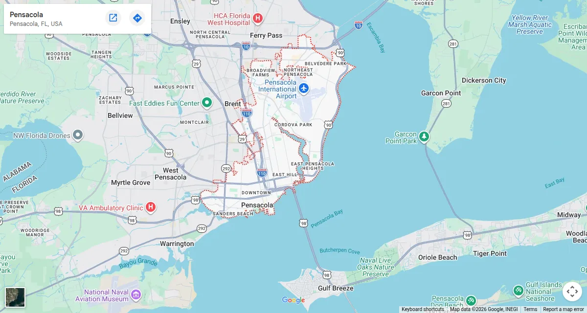 Map of Pensacola, Florida