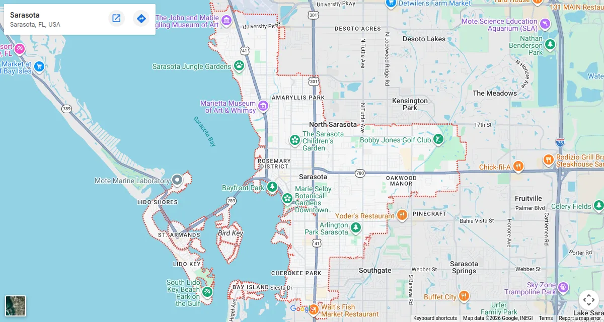 Map of Sarasota, Florida