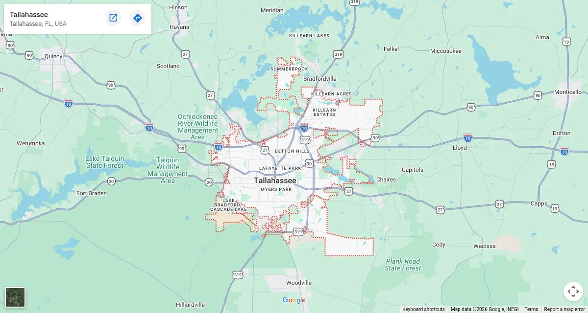 Map of Tallahassee, Florida