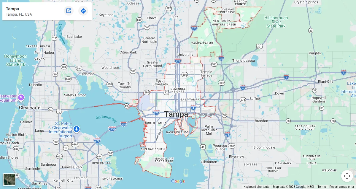 Map of Tampa, Florida