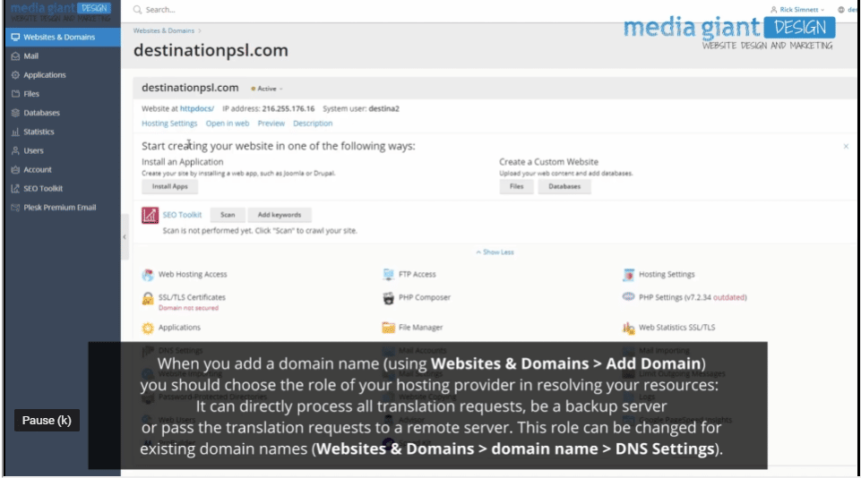 Image of Adding a Domain to our Hosting