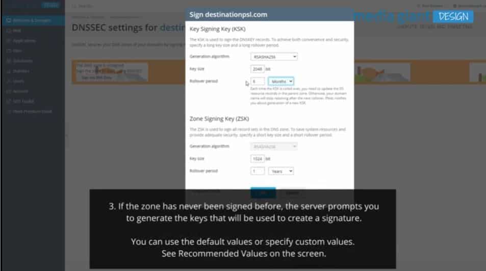 Configuring DNSSEC for a Domain 03