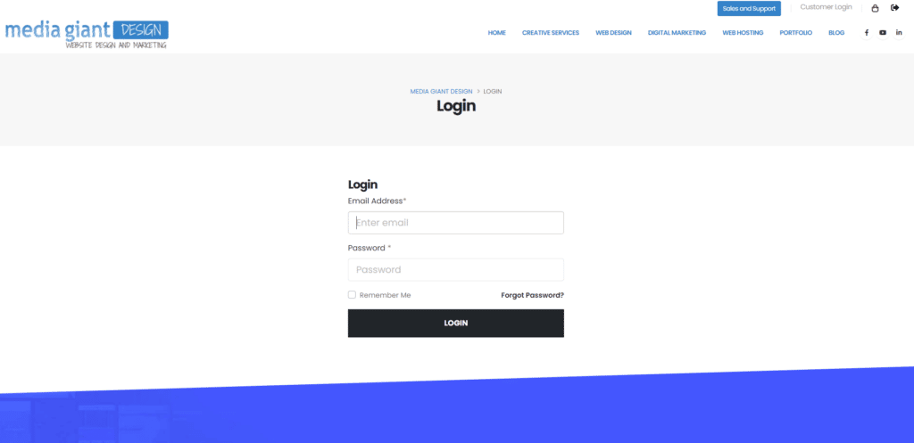 Logging Into Media Giant Design using Google