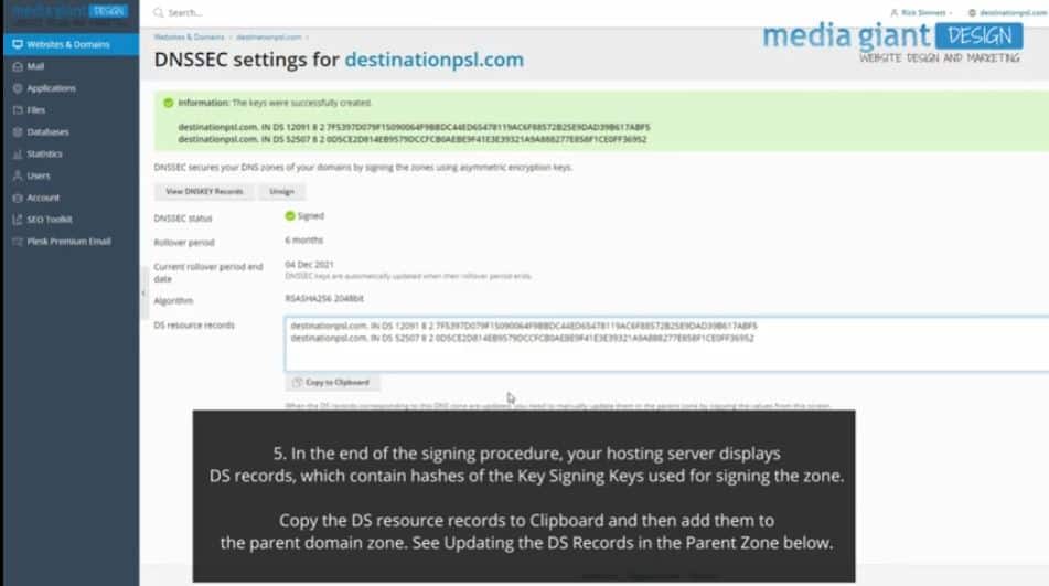 Configuring DNSSEC for a Domain