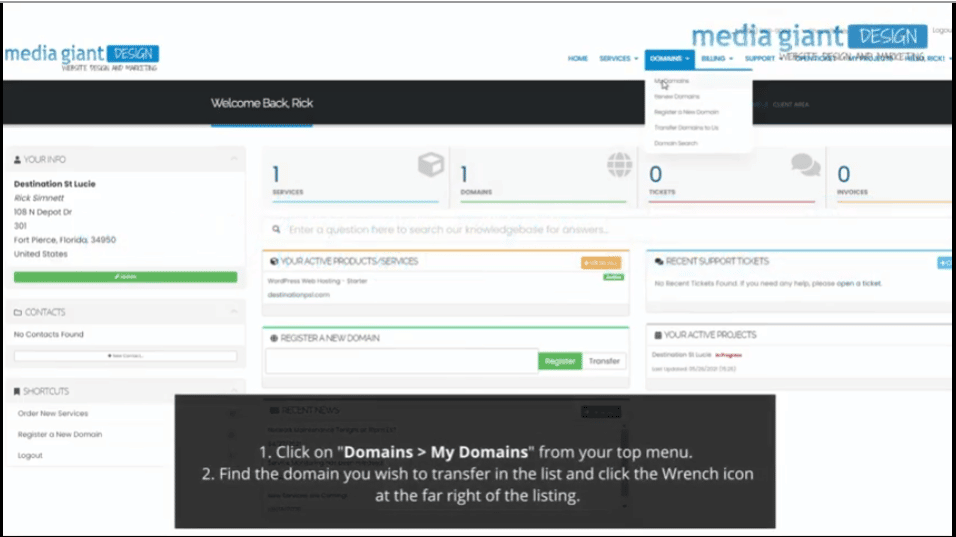 How to Transfer a Domain From Media Giant Design 004