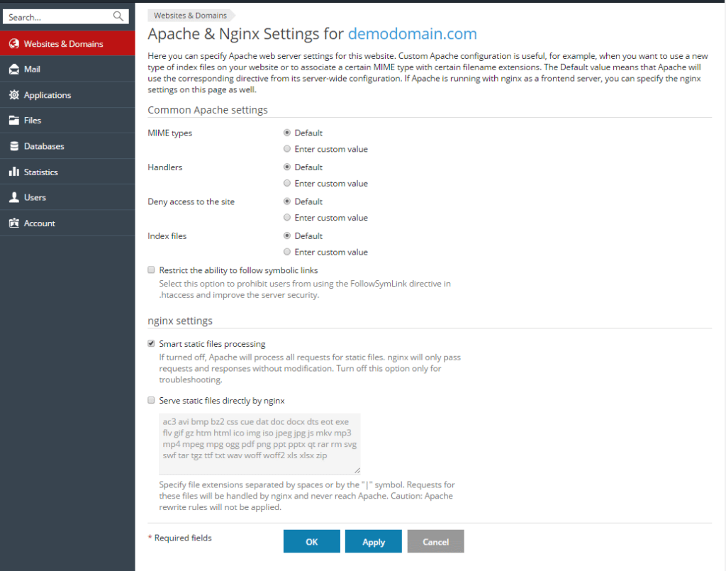 Apache and NGINX Settings