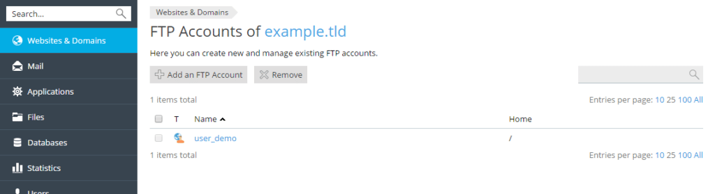 Adding FTP Accounts